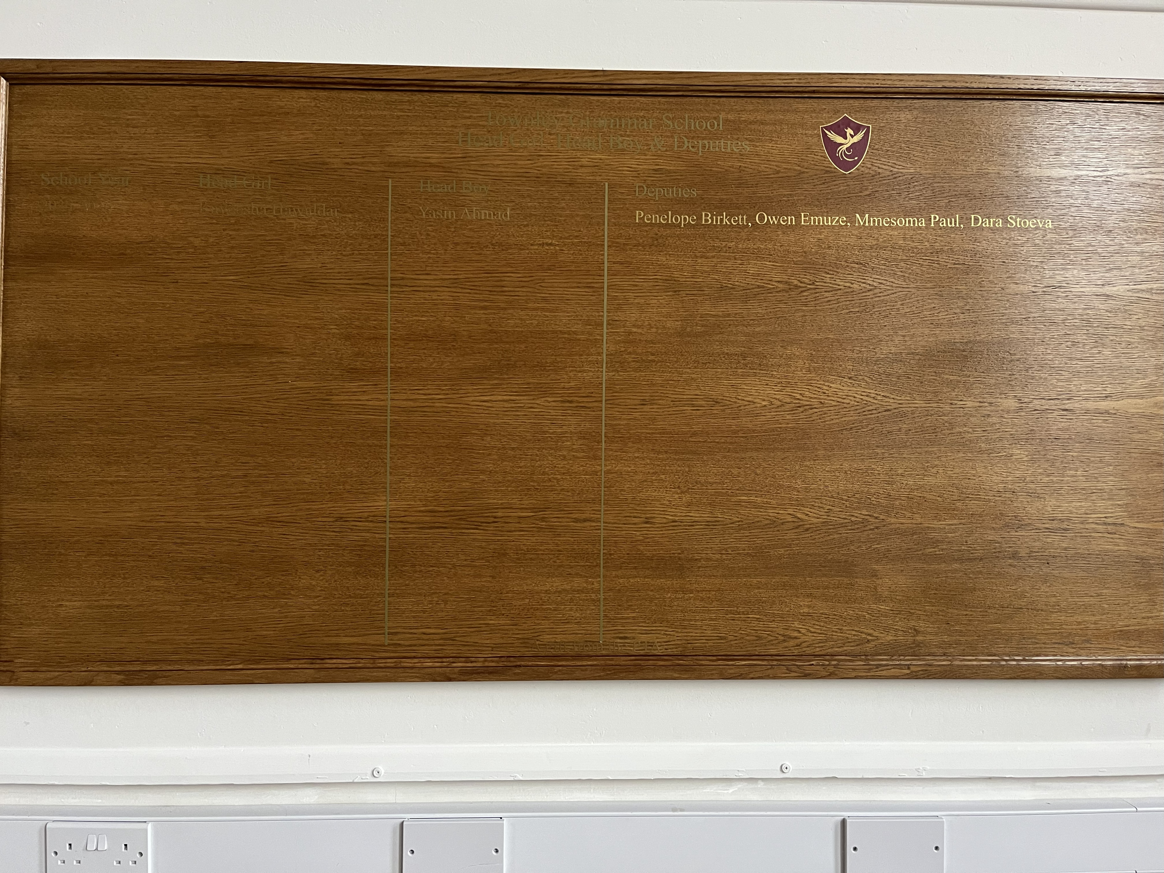 The new honours board at Townley Grammar